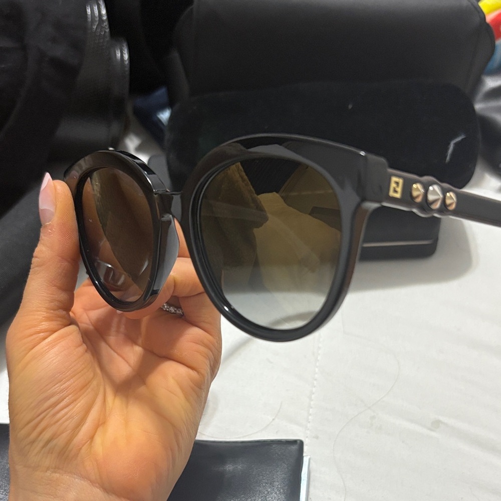Fendi Black Sunglasses with Gold Accents